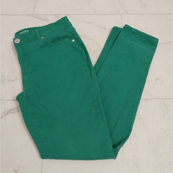 Crown & Ivy Christmas Green Skinny Mid Rise Jeans Sz 2 - Picture 3 of 11